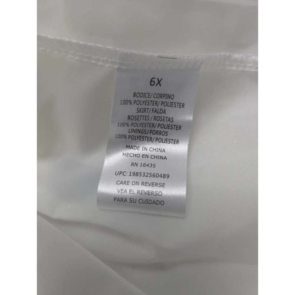Nannette cream and‎ white girls' dress a sparkling waistband and 3D floral Sz 6X